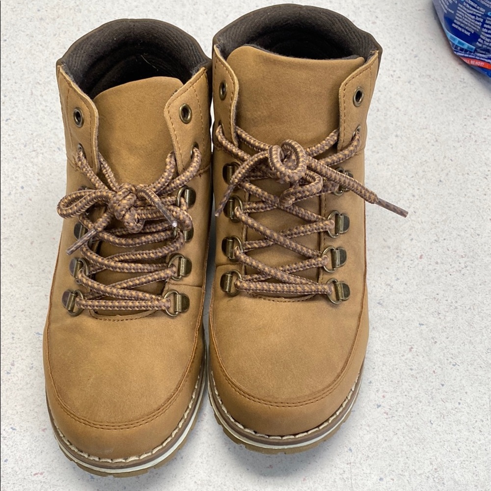 Little boys brown high top shoe